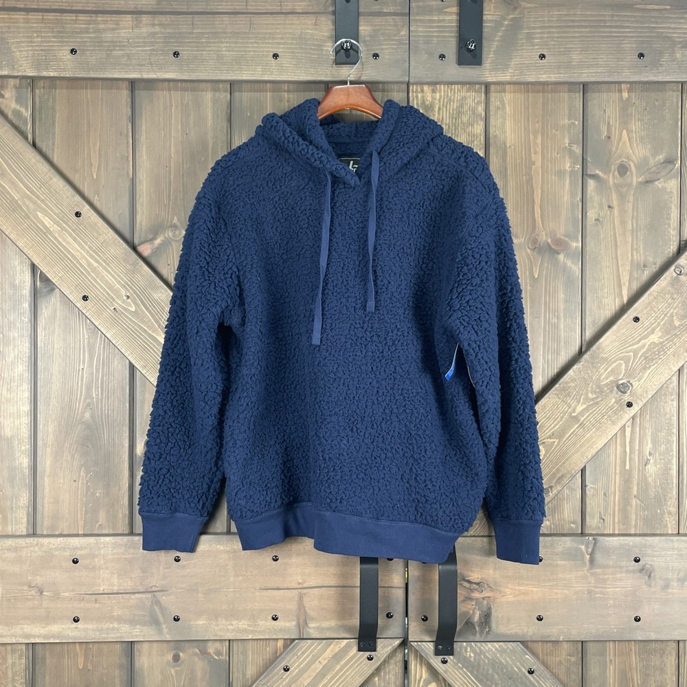 Boxercraft Q15N Adult Sherpa Hoodie Navy Blue Fleece Sweatshirt Size L NWT Cozy